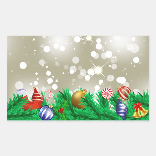 Adesivo Retangular Glitter do enfeites de natal (Frente)