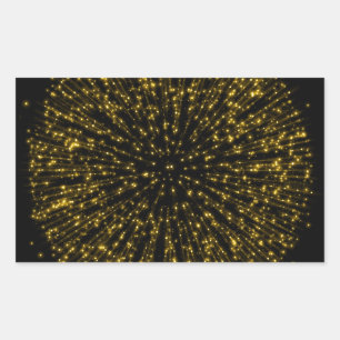 Adesivo Retangular Glitter Starburst Sunburst Fireworks Dourado