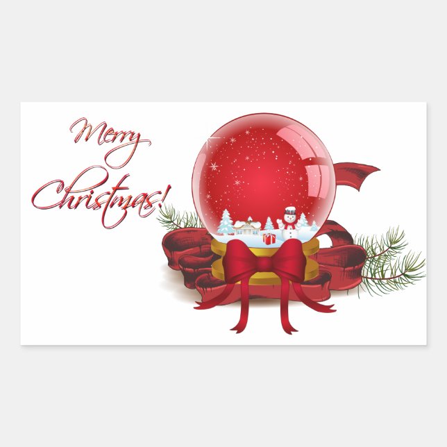 Adesivo Retangular Globo de Neve de Natal (Frente)