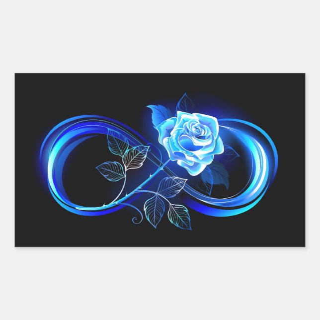 Adesivo Retangular Glowing infinity with blue rose (Frente)