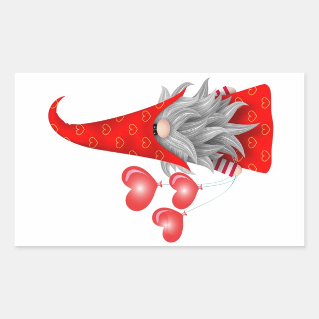 Adesivo Retangular Gnomo de amor com balões retangulares (Frente)