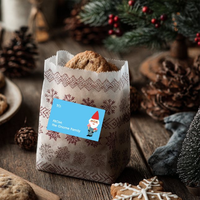 Adesivo Retangular Gnomo de cogumelo Cachorro Presente de Natal (Mushroom Gnome Cute Christmas Gift CUSTOM Rectangular Sticker
)