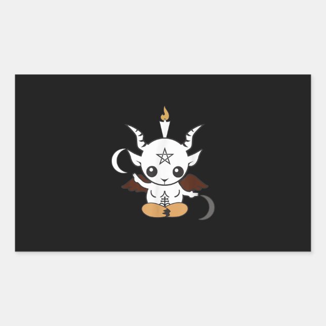 Adesivo Retangular Goat Baphomet Halloween Gift (Frente)