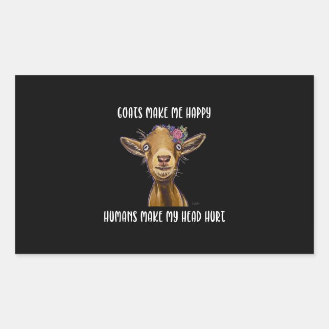 Adesivo Retangular Goats Me Faz Feliz Capuz (Frente)