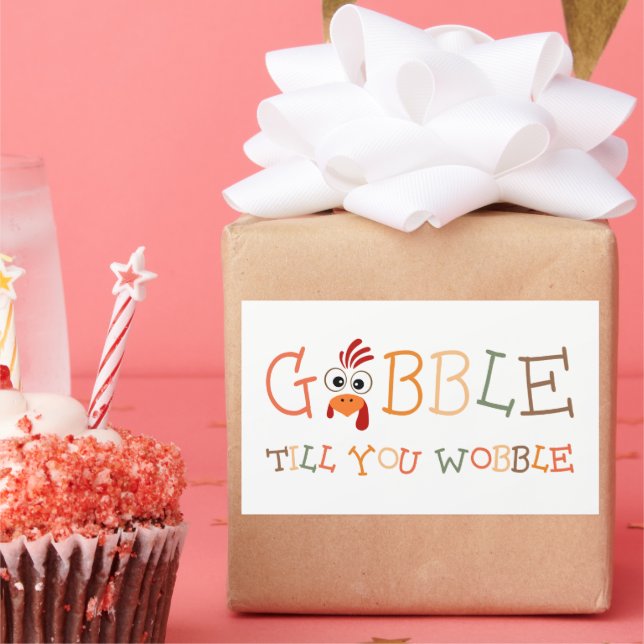 Adesivo Retangular Gobble Gobble Até Você Cambalear Ação de Graças Di (Festa)