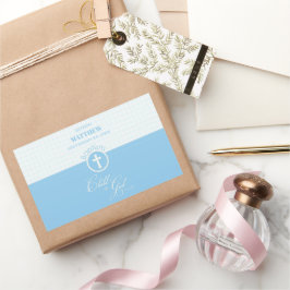 Adesivo Retangular Godson Baptism Blue Child of Deus Personalizado