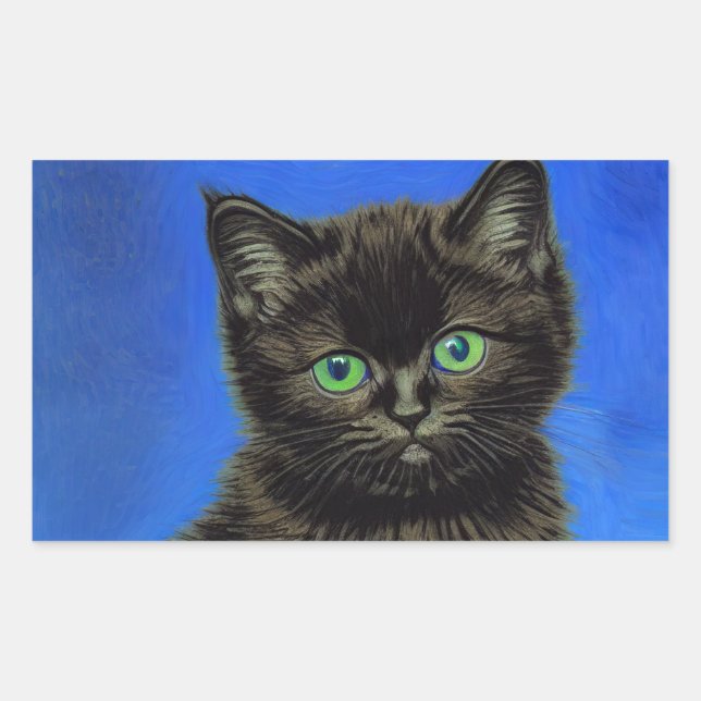 Adesivo Retangular Gogh Style Black Kitten (Frente)