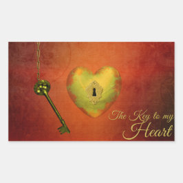 Adesivo Retangular Golden Heart with Key