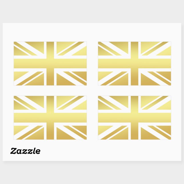 Adesivo Retangular Golden Union Jack British Flag (Folha)