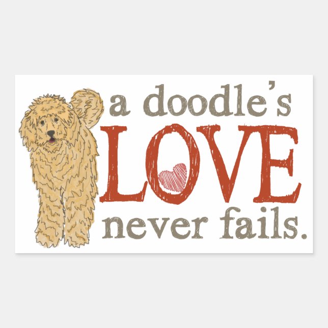 Adesivo Retangular Goldendoodle e Labradoodle Love (Frente)
