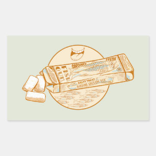 Adesivo Retangular Goma de mascar com sabor a sardinha peixe engraçad