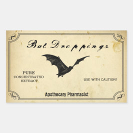 Adesivo Retangular Gotas de Bat do Halloween Bats Apothecary Caution