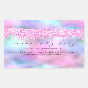 Adesivo Retangular Gotejamentos do rosa do salão de beleza do