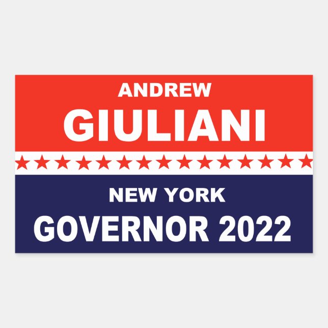 Adesivo Retangular Governador Andrew Giuliani New York 2022 (Frente)