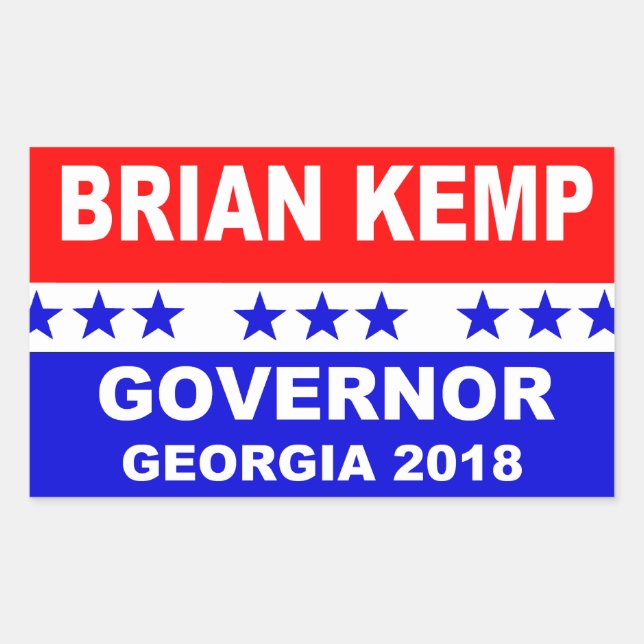 Adesivo Retangular Governador Brian Kemp — Sticker Georgia 2018 (Frente)