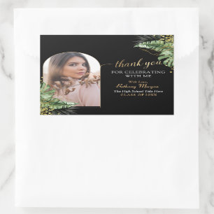 Adesivo Retangular Graduação de Fotografias do Formando Dourado Arc