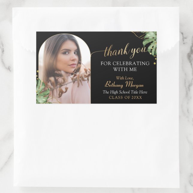 Adesivo Retangular Graduação de Fotografias do Formando Dourado Arch  (Bolsa)