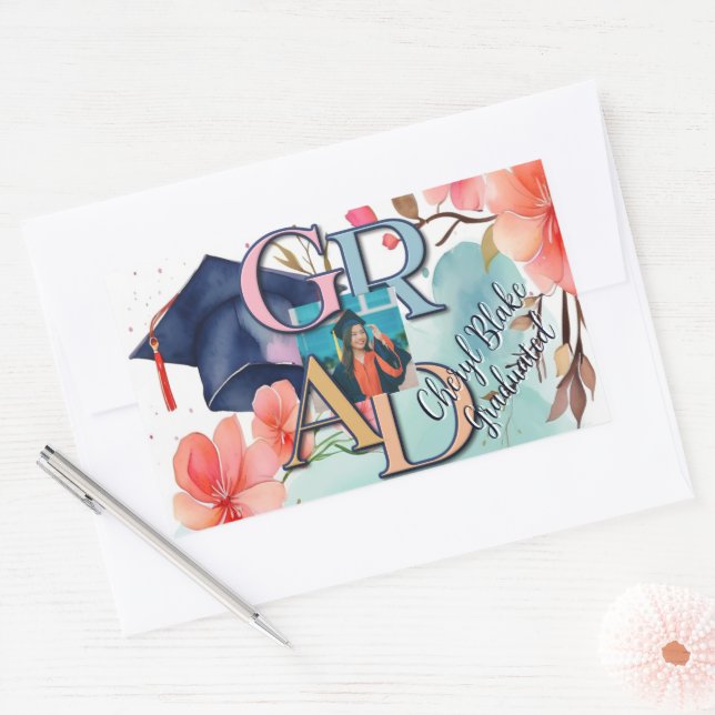 Adesivo Retangular Graduação de Imagem de Aquarela (Envelope)