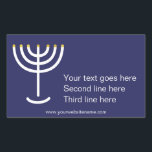 Adesivo Retangular Gráfico Dourado do Marinho Branco Moderno Personal<br><div class="desc">Marinho Branco moderno Menorah,  Vinheta Gráfica Dourada. Marinho,  Branco,  Dourado. Transferível e personalizável.</div>