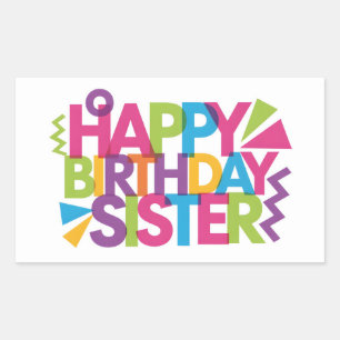 Adesivo Retangular Gráficos modernos e vibrantes de "FELIZ ANIVERSÁRI