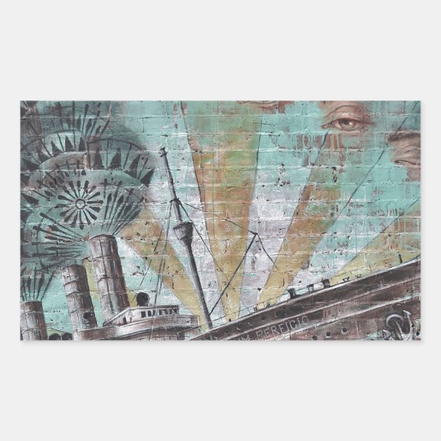 Adesivo Retangular Grafite de barcos (Frente)