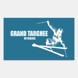 Adesivo Retangular Grand Targhee Resort Wyoming Esquiador