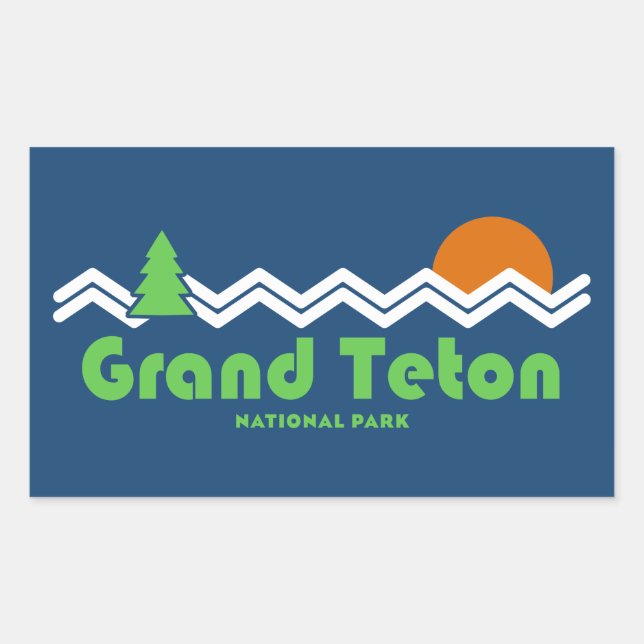 Adesivo Retangular Grand Teton National Park Retro (Frente)