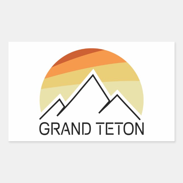 Adesivo Retangular Grand Teton Wyoming Retro (Frente)