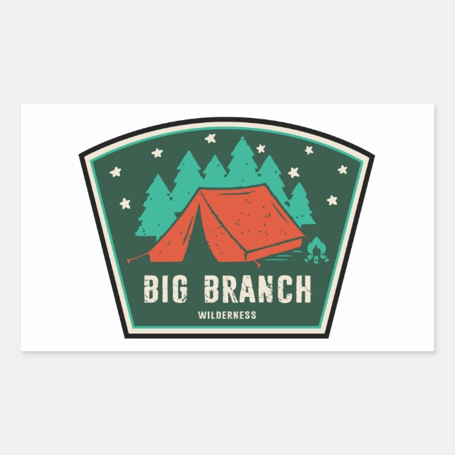 Adesivo Retangular Grande Branch Wilderness Vermont Camping (Frente)
