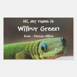 Adesivo Retangular Grande Crachá de nome da lagartixa sorridente