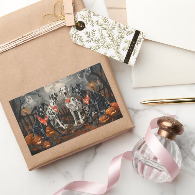 Adesivo Retangular Grande Dane Halloween Spooky (Presentear)