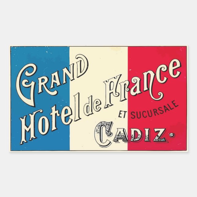 Adesivo Retangular Grande Hotel da França (Cádis) (Frente)