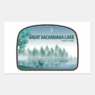 Adesivo Retangular Grande Lago Sacandaga Nova York Veado