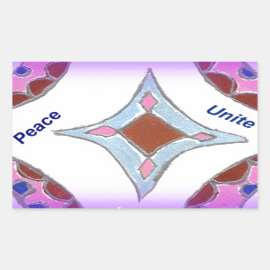 Adesivo Retangular "Gratidão Paz Amor Unir" Mandala Art Impressão