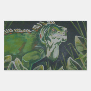 Adesivo Retangular Green Iguana Lizard Reptile Sticker
