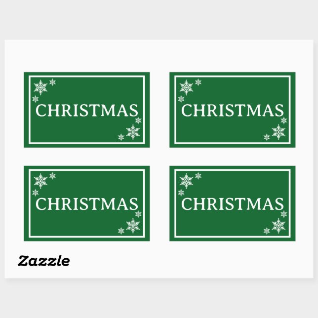 Adesivo Retangular Green Snowflakes Simple Christmas Word (Folha)
