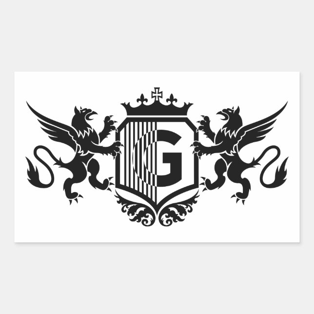 Adesivo Retangular Grifos ladeando um escudo com a letra "G" (Frente)