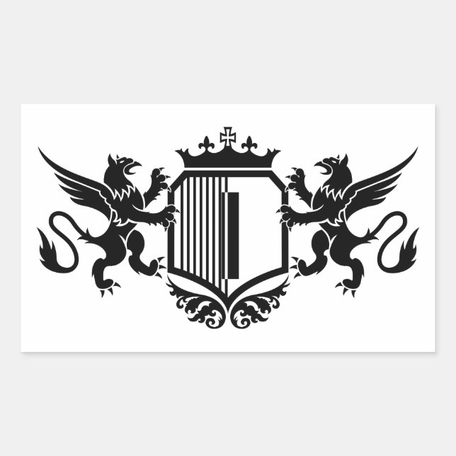 Adesivo Retangular Grifos ladeando um escudo com a letra "I" (Frente)