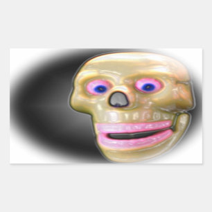 Adesivo Retangular Grinning Spooky Color Skull Halloween