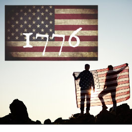 Adesivo Retangular Grunge 1776 Bandeira Americana Patriótica