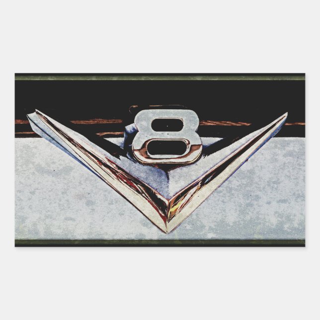 Adesivo Retangular Grunge V8 Grande Bloco Emblem (Frente)