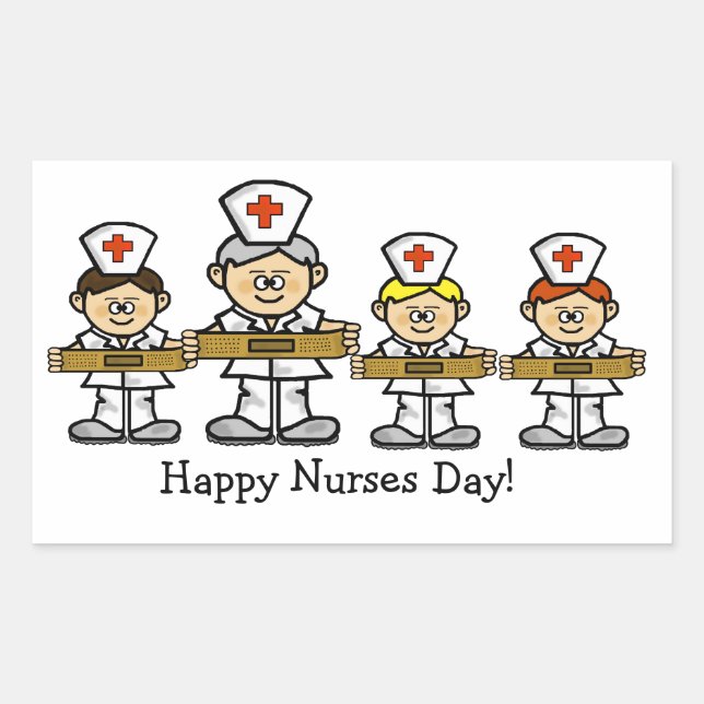 Adesivo Retangular Grupo de Enfermeiros Masculinos (Frente)