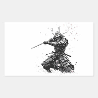 Adesivo Retangular Guerreiro Samurai em Ação Arte Japonesa Cerâmica