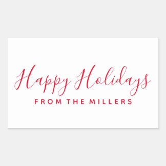 Adesivo Retangular Guia de Feriados Felizes Personalizado Vermelho