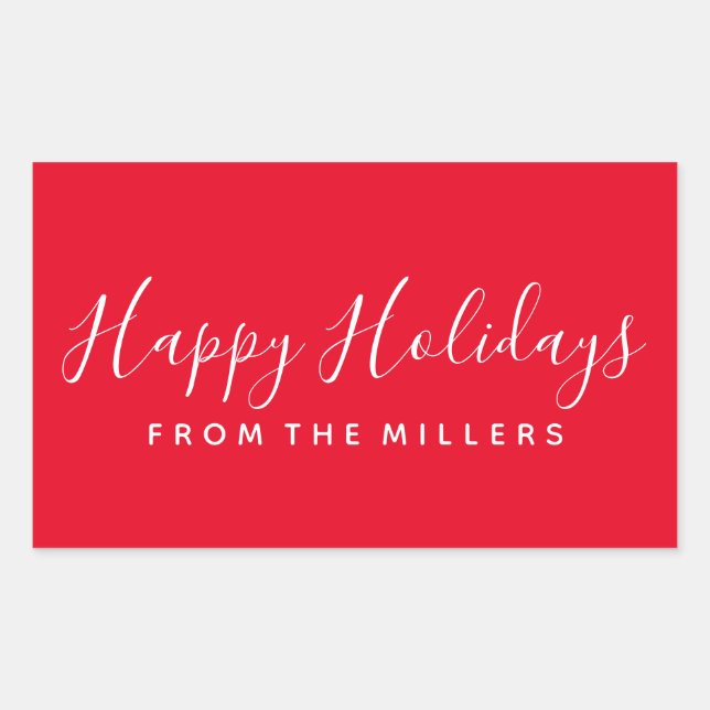 Adesivo Retangular Guia de Feriados Felizes Personalizado Vermelho (Frente)