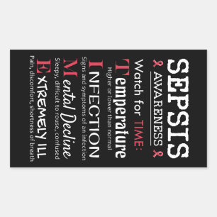 Adesivo Retangular Guia do Tempo do Sepsis Awarness Watch for TIME