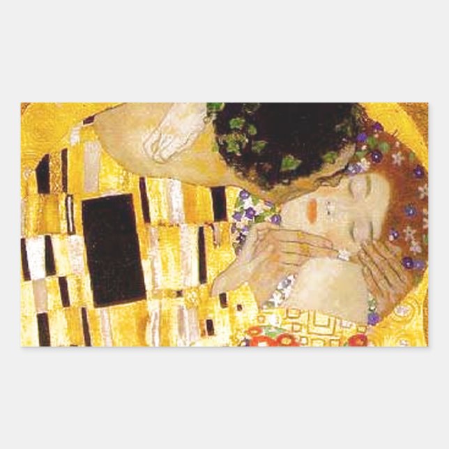 Adesivo Retangular Gustav Klimt A Pintura Clássica Beija (Frente)