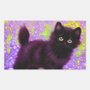 Adesivo Retangular Gustav Klimt Black Kitten