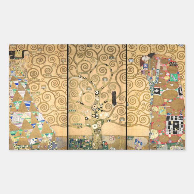 Adesivo Retangular Gustav Klimt - Friso Stoclet Árvore da Vida (Frente)
