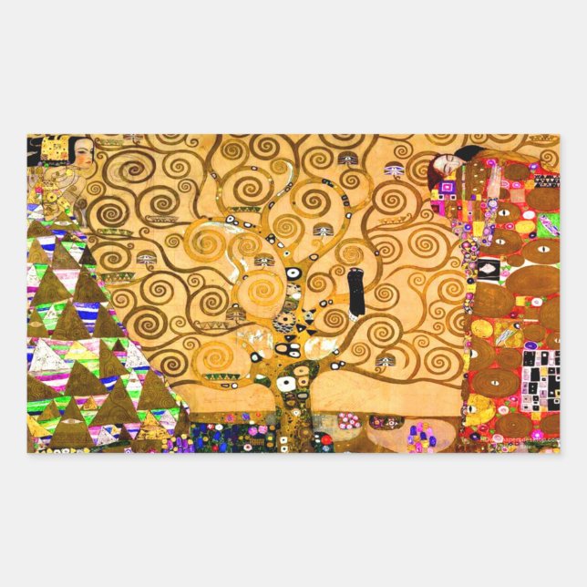 Adesivo Retangular Gustav Klimt Tree of Life (Frente)